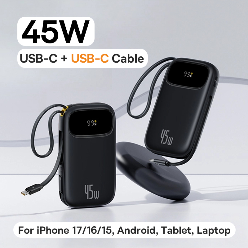 Внешний аккумулятор Baseus 45 Вт с выдвижными кабелями