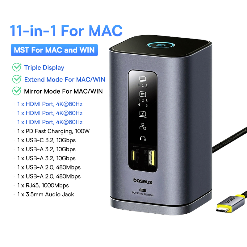 USB-C концентратор Baseus, док-станция 11-в-1