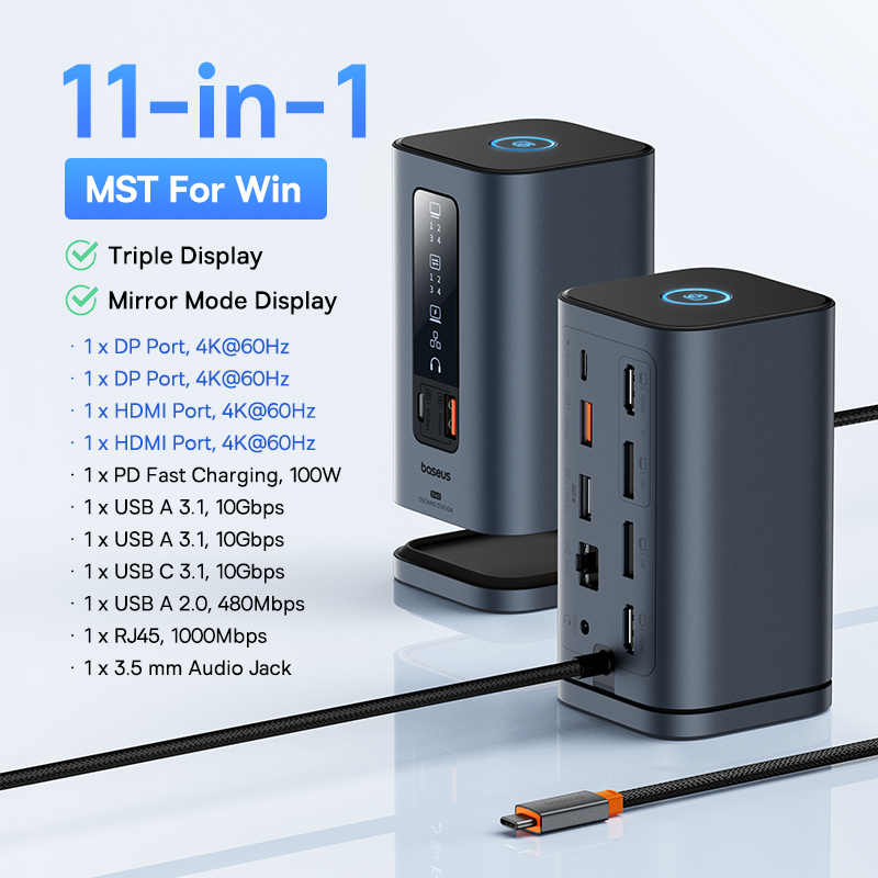 USB-C концентратор Baseus: док-станция для трех дисплеев