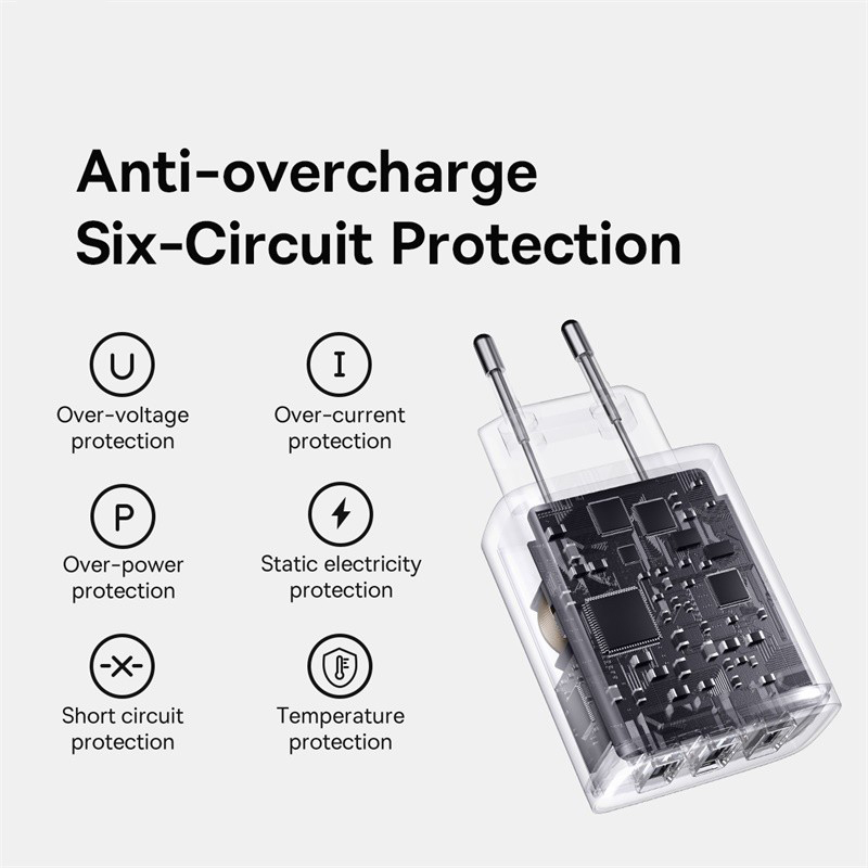 Настенное зарядное устройство Baseus 17 Вт с 3 портами USB