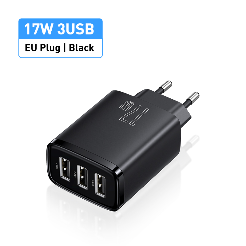 Настенное зарядное устройство Baseus 17 Вт с 3 портами USB