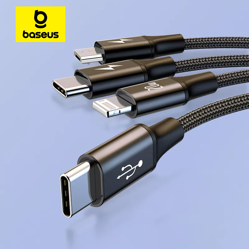 Кабель Baseus 3-в-1 USB C для быстрой зарядки мощностью 20 Вт