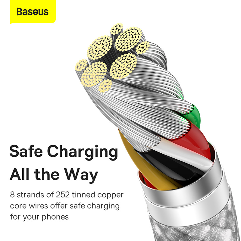 USB-C кабель Baseus — быстрая зарядка, прочный.