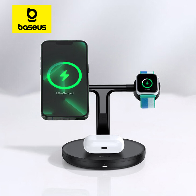 Беспроводная зарядная подставка Baseus 3-в-1 для iPhone и Watch