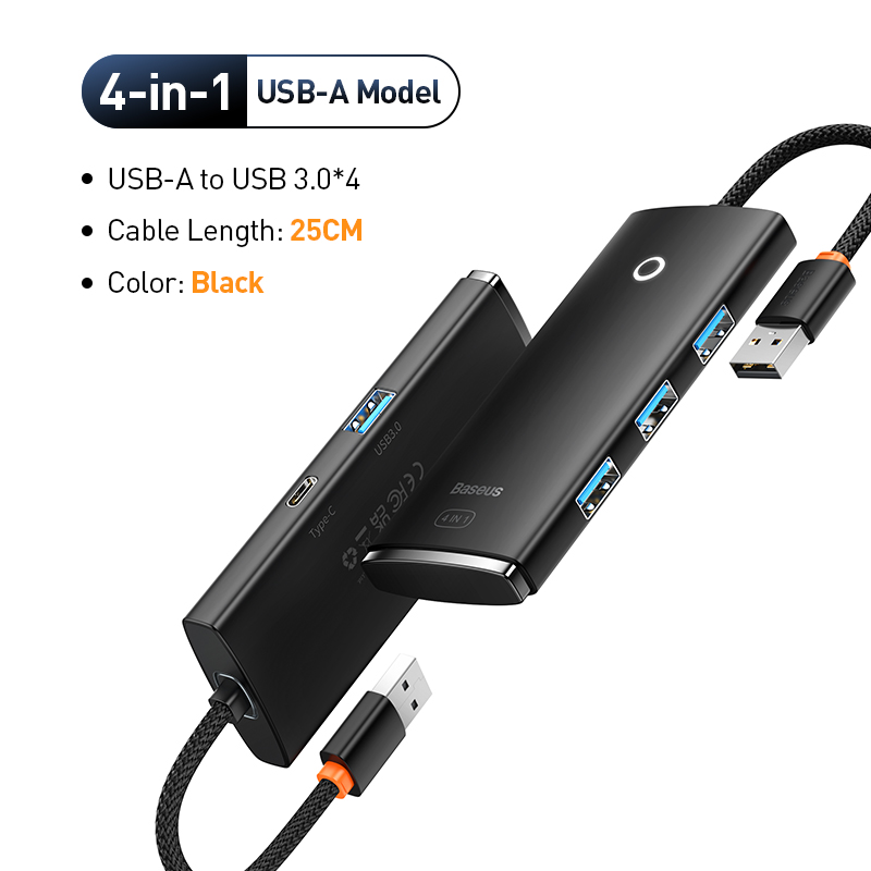 Адаптер-концентратор Baseus с 4 портами USB 3.0