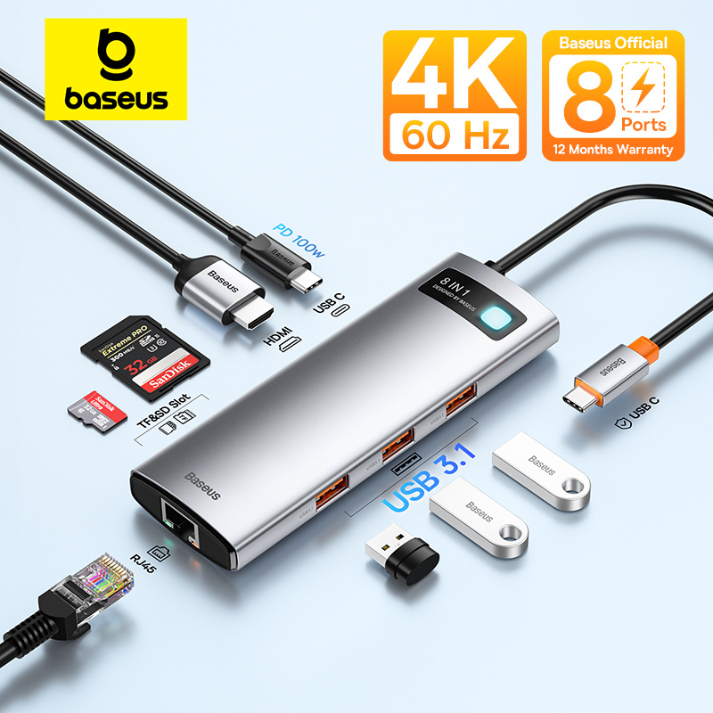 Концентратор Baseus Type-C: адаптер HDMI, USB и Ethernet.