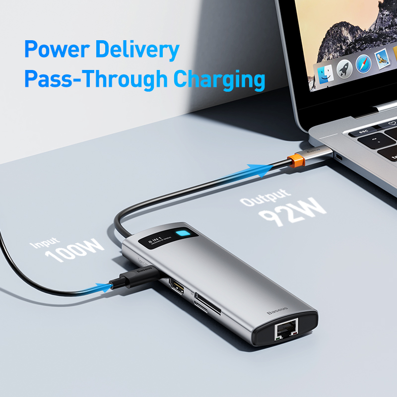 Концентратор Baseus Type-C: адаптер HDMI, USB и Ethernet.