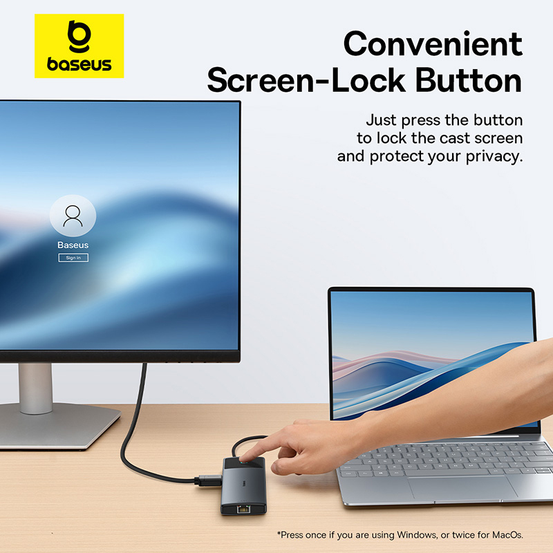 Универсальный USB-концентратор Baseus 10-в-1 с разъемом USB-C, двумя портами HDMI и поддержкой разрешения 8K и 4K.
