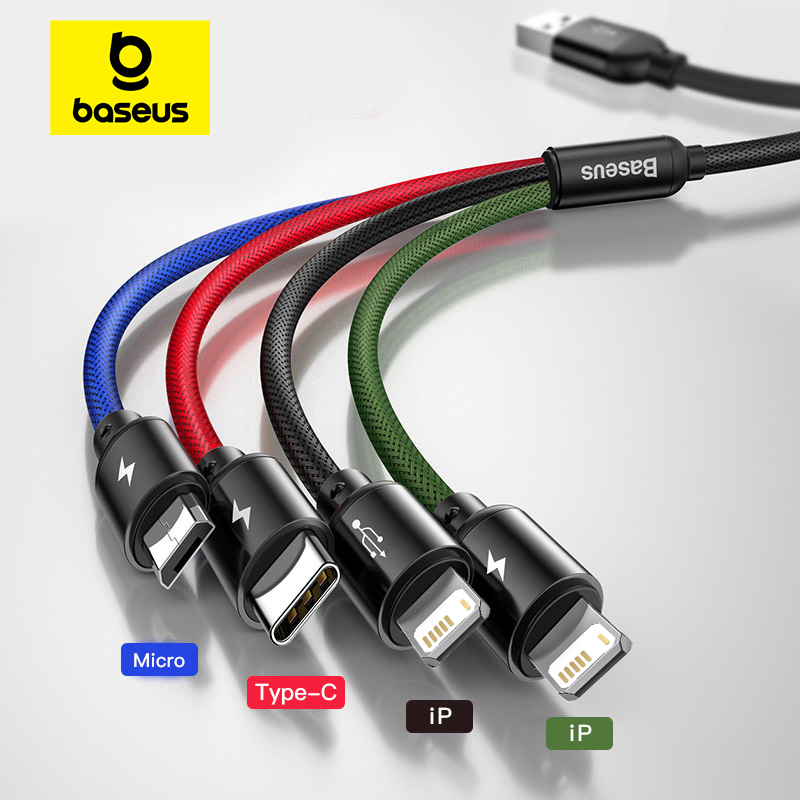 USB-кабель Baseus 4 в 1 — зарядное устройство для iPhone, Android и других устройств.