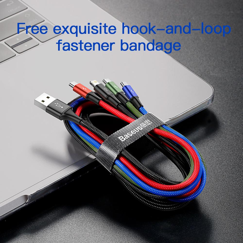 USB-кабель Baseus 4 в 1 — зарядное устройство для iPhone, Android и других устройств.