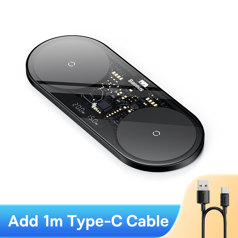 Baseus 20W Çift Kablosuz Şarj Cihazı