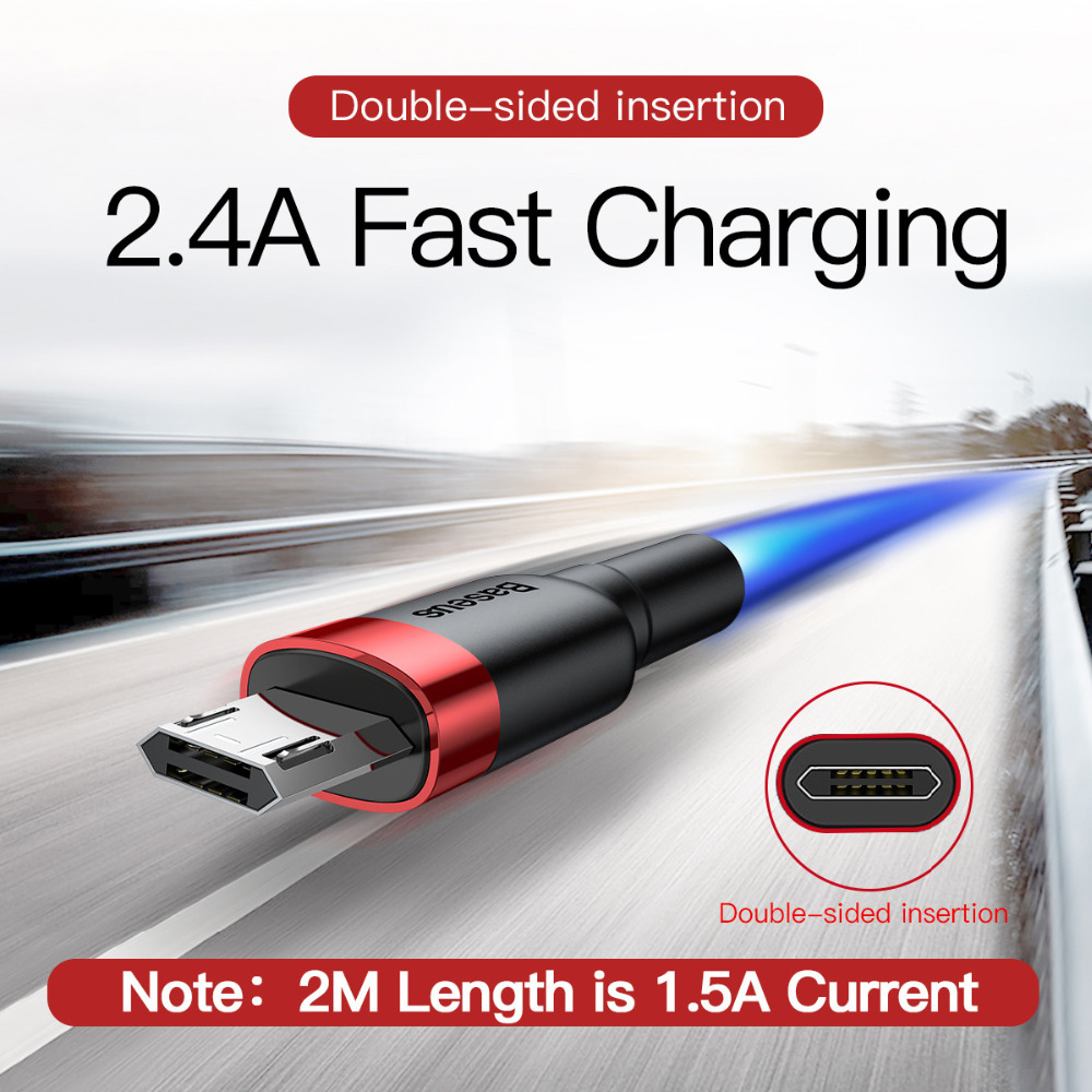 USB-кабель Baseus Micro C — быстрая зарядка 2,4 А