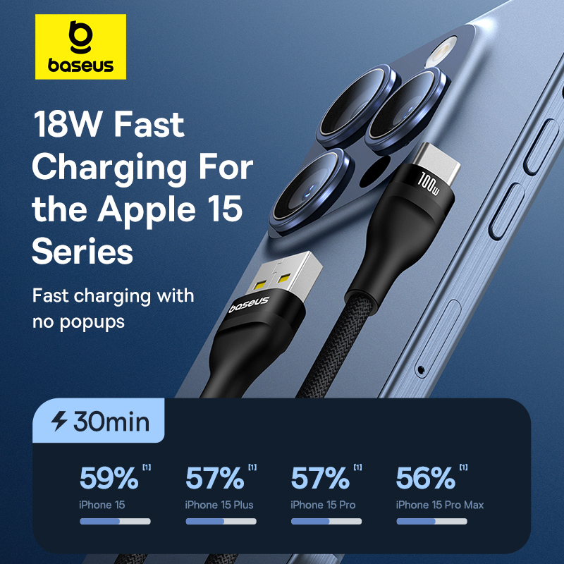 Baseus USB Type C Cable For iPhone 15/15 Pus/15 Pro/15 Pro Max Fast Charging Wire For Huawei Honor Data Cord For Samsung Oneplus