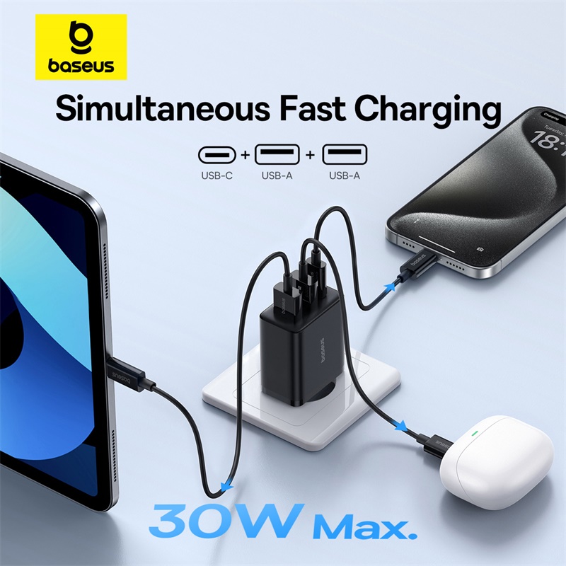 Быстрое зарядное устройство Baseus 30 Вт USB-C для iPhone и Android