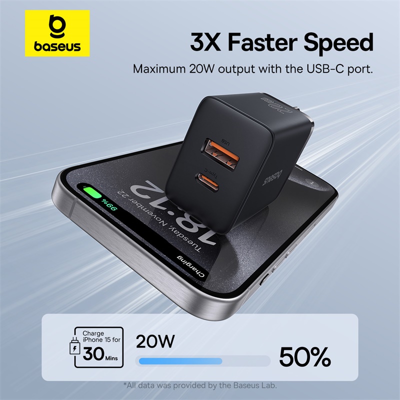 Зарядное устройство Baseus 20 Вт USB — два порта, быстрая зарядка