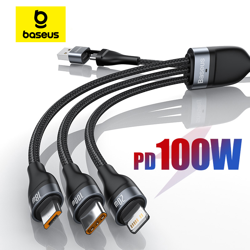 Кабель Baseus 3 в 1 USB-C для iPhone и других устройств