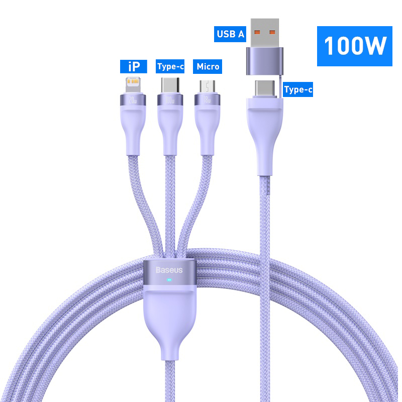 Кабель Baseus 3 в 1 USB-C для iPhone и других устройств
