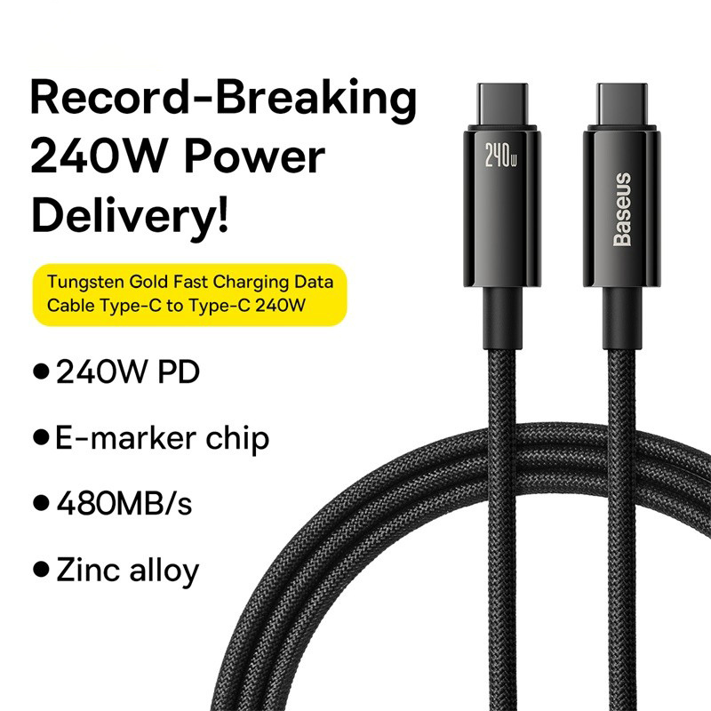 Кабель Baseus 240 Вт для быстрой зарядки USB-C