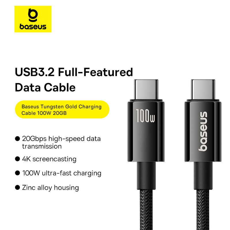 Кабель Baseus 20 Гбит/с USB-C: быстрая зарядка и передача данных.