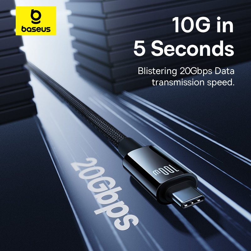 Кабель Baseus 20 Гбит/с USB-C: быстрая зарядка и передача данных.
