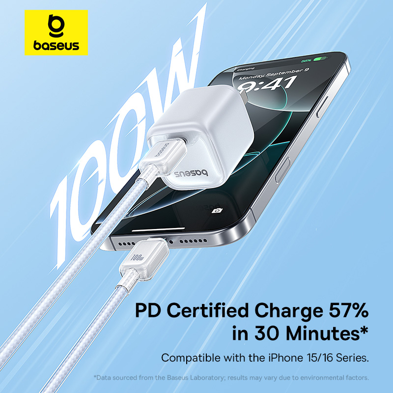 USB-кабель Baseus 100 Вт: быстрая зарядка для iPhone и ноутбуков.