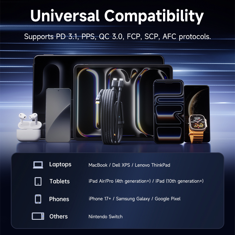 Кабель для быстрой зарядки Baseus 140 Вт - USB-C на два разъема Type-C