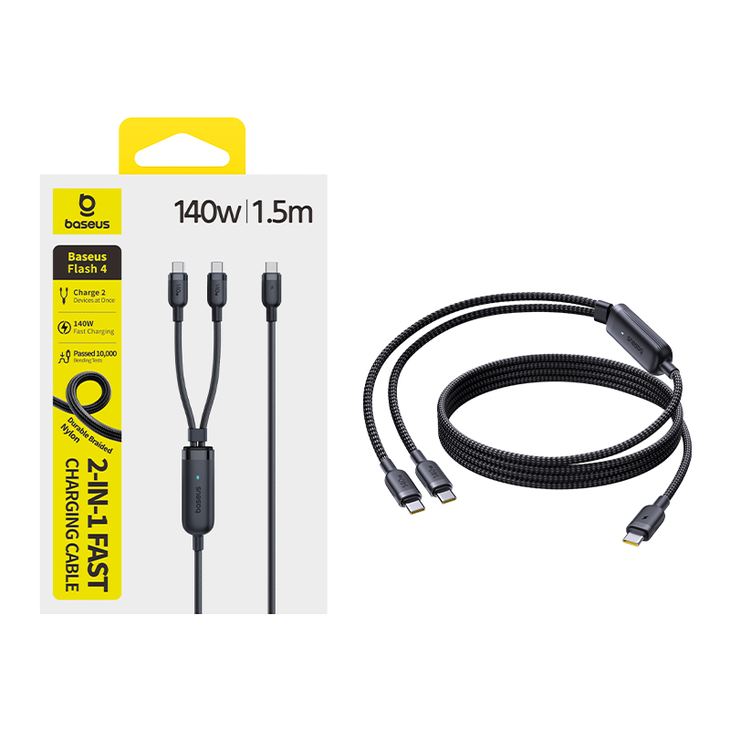 Кабель для быстрой зарядки Baseus 140 Вт - USB-C на два разъема Type-C