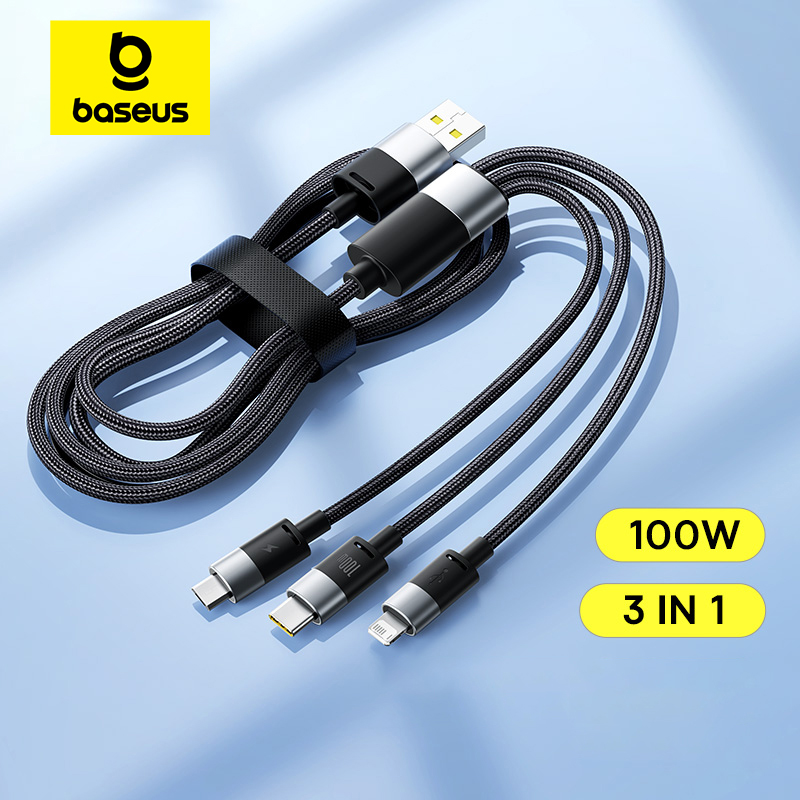 Кабель Baseus 3 в 1 USB C — быстрая зарядка