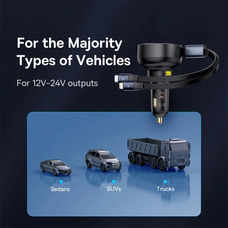 Baseus 60W dvouportová autonabíječka s kabely