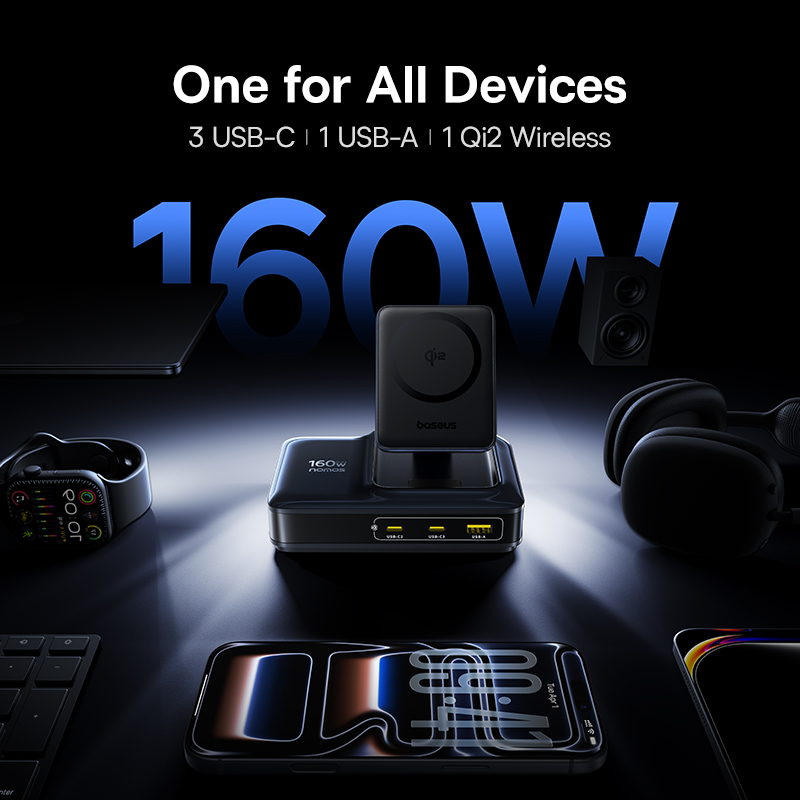 Nabíječka Baseus Nomos 160W 5v1 Qi2