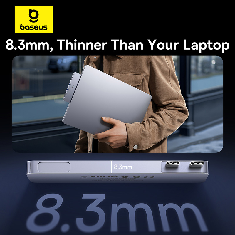 Двухпортовый USB-C концентратор Baseus: HDMI, устройство чтения карт SD/TF.