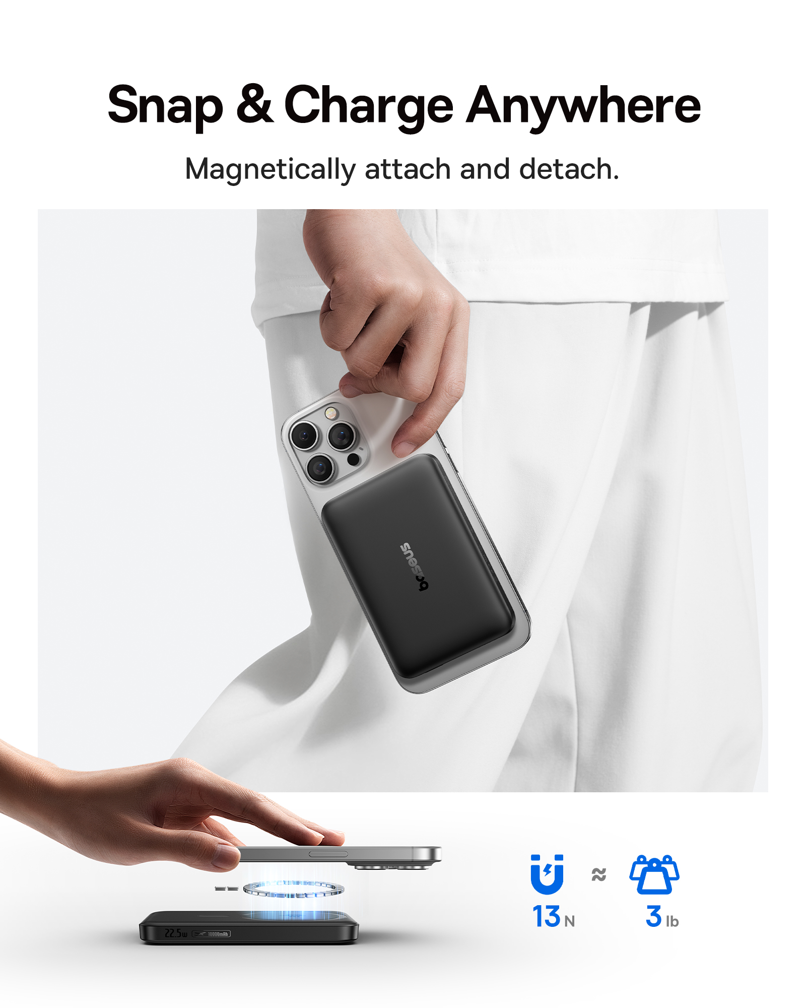 Беспроводное зарядное устройство Baseus Qi2 Magnetic Power Bank 10000mAh