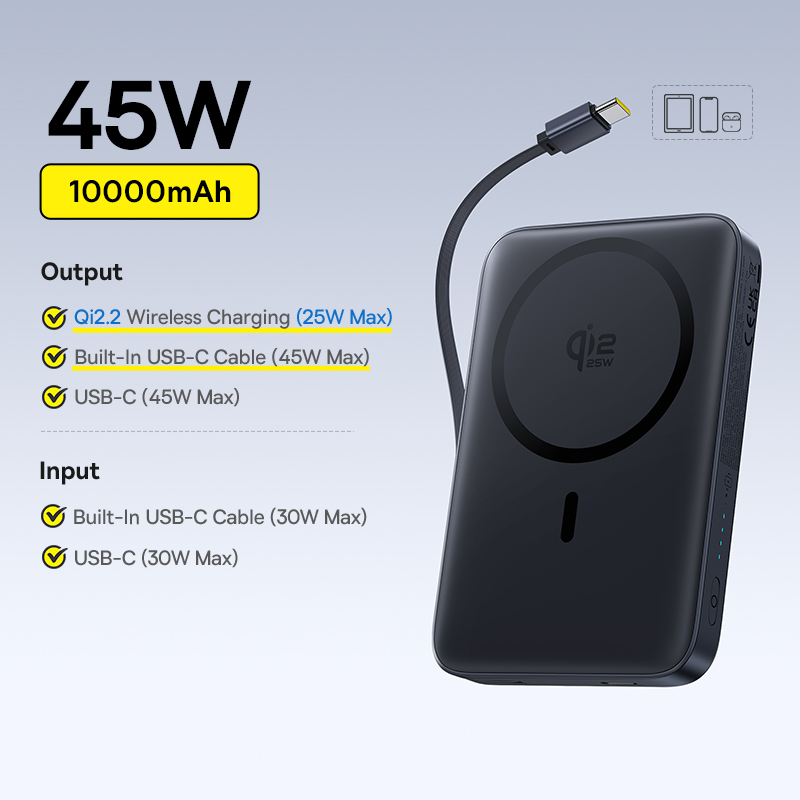 Беспроводное зарядное устройство Baseus Qi2 Magnetic Power Bank 10000mAh