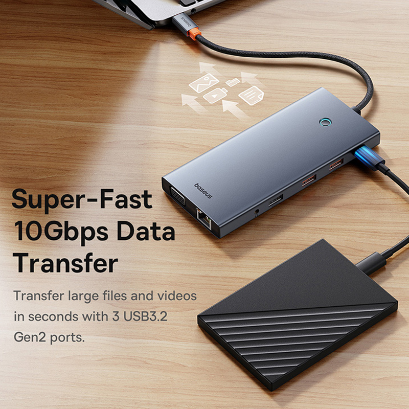 USB-концентратор Baseus USB C: адаптер 13-в-1, HDMI и DP для 4K/8K