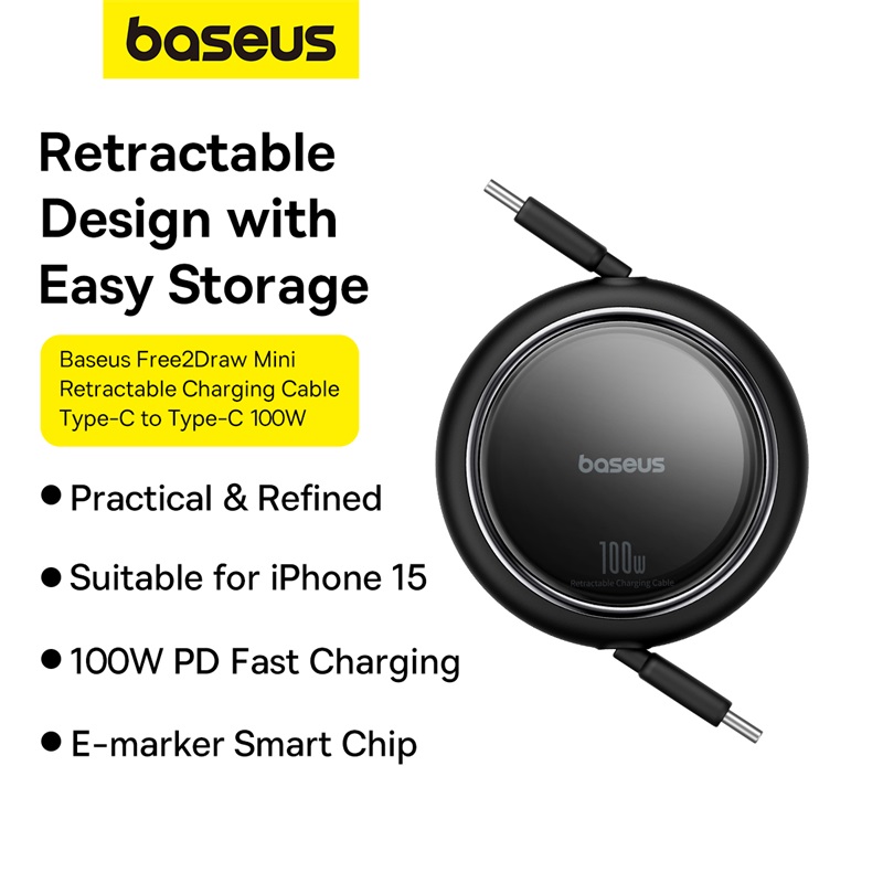 Выдвижной USB-C кабель Baseus - быстрая зарядка