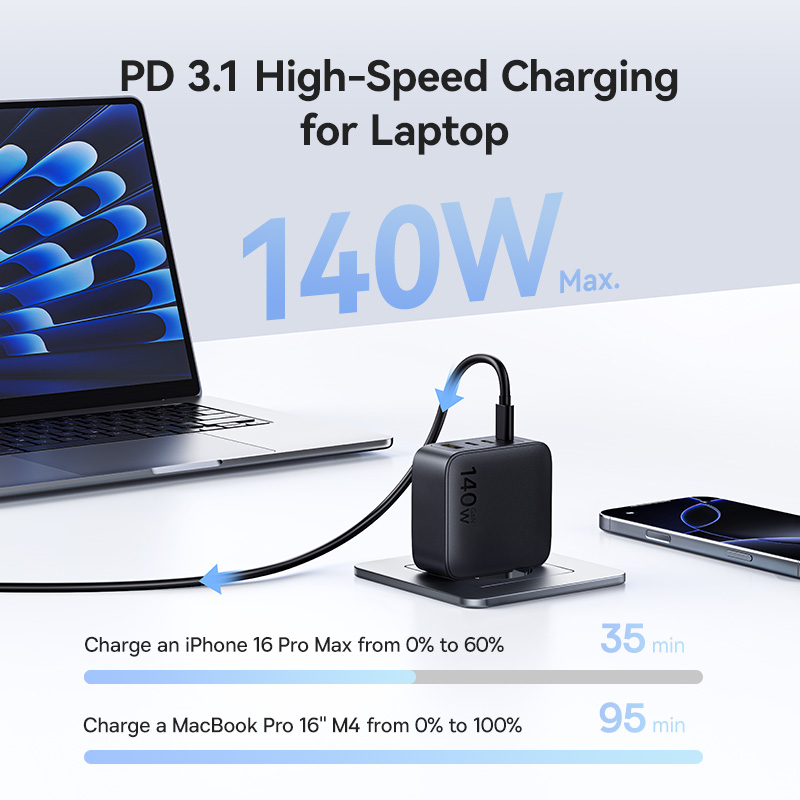 Быстрое зарядное устройство Baseus 140 Вт - PD, USB C