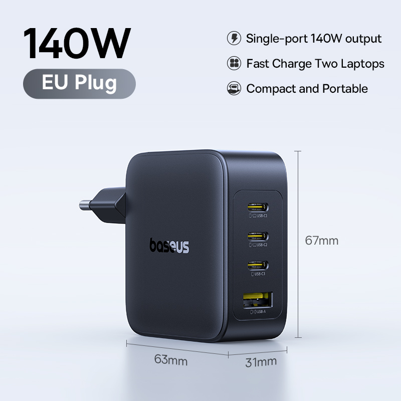 Быстрое зарядное устройство Baseus 140 Вт - PD, USB C
