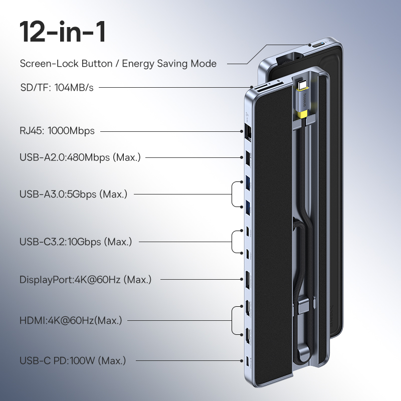 USB-C концентратор Baseus EH3 12-в-1